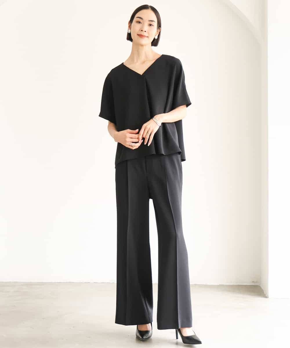 FMLJD03230 MICHEL KLEIN(ミッシェルクラン) [セットアップ対応]センタープレスワイドパンツ ブラック