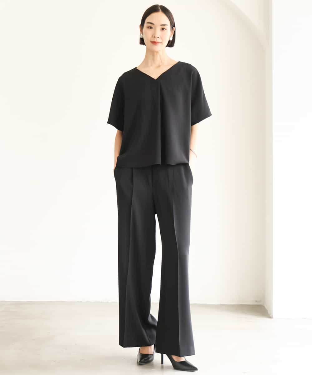 FMLJD03230 MICHEL KLEIN(ミッシェルクラン) [セットアップ対応]センタープレスワイドパンツ ブラック