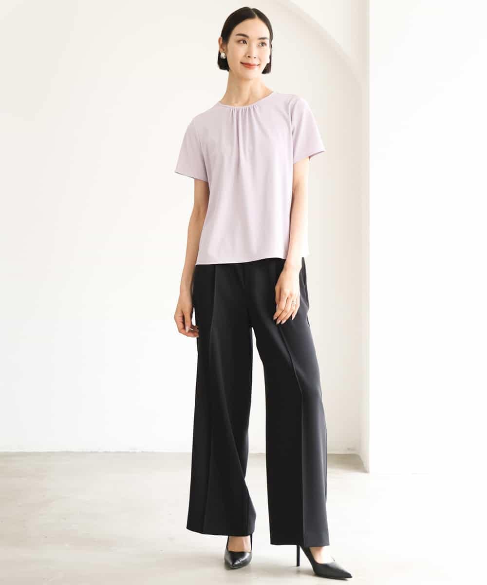 FMLJD03230 MICHEL KLEIN(ミッシェルクラン) [セットアップ対応]センタープレスワイドパンツ ブラック