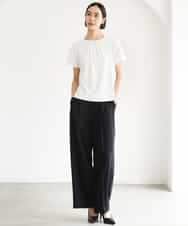 FMLJD03230 MICHEL KLEIN(ミッシェルクラン) [セットアップ対応]センタープレスワイドパンツ ブラック