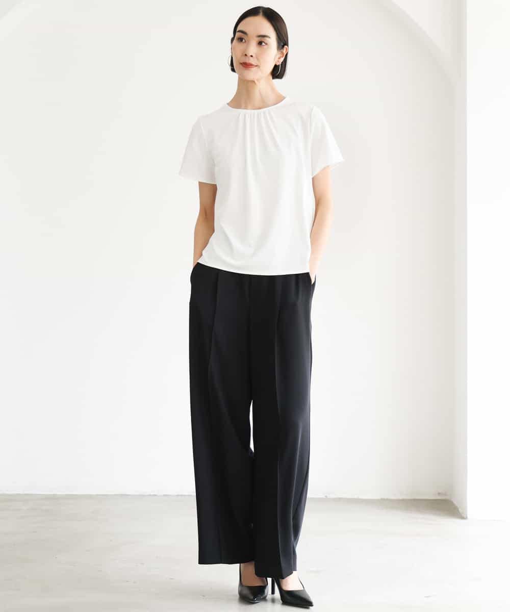 FMLJD03230 MICHEL KLEIN(ミッシェルクラン) [セットアップ対応]センタープレスワイドパンツ ブラック