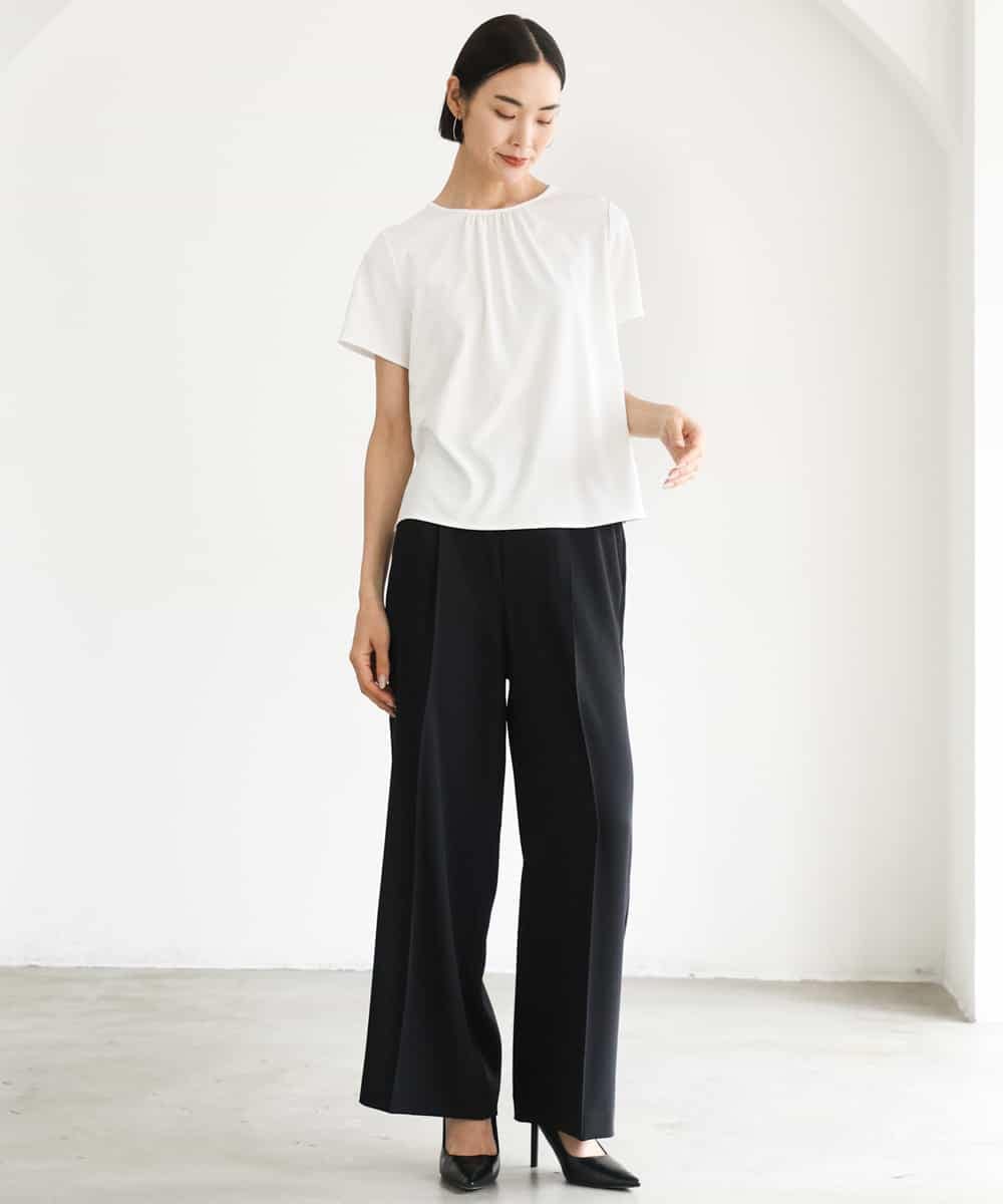 FMLJD03230 MICHEL KLEIN(ミッシェルクラン) [セットアップ対応]センタープレスワイドパンツ ブラック