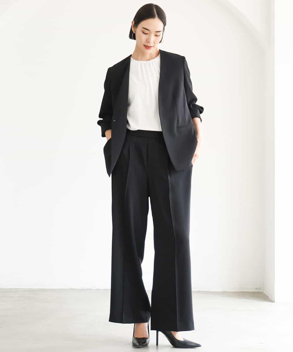 FMLJD03230 MICHEL KLEIN(ミッシェルクラン) [セットアップ対応]センタープレスワイドパンツ ブラック