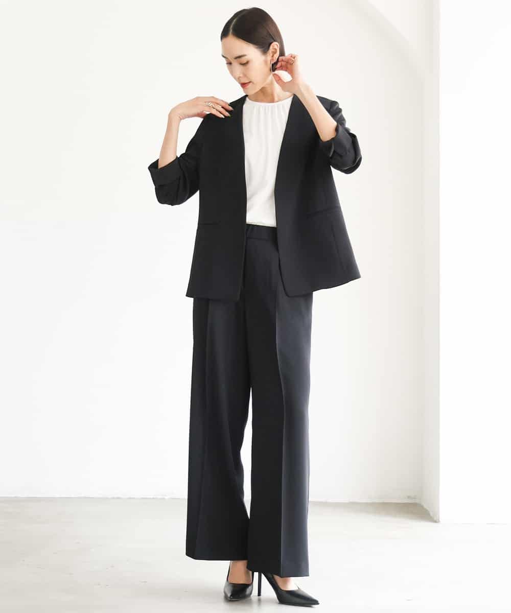 FMLJD03230 MICHEL KLEIN(ミッシェルクラン) [セットアップ対応]センタープレスワイドパンツ ブラック