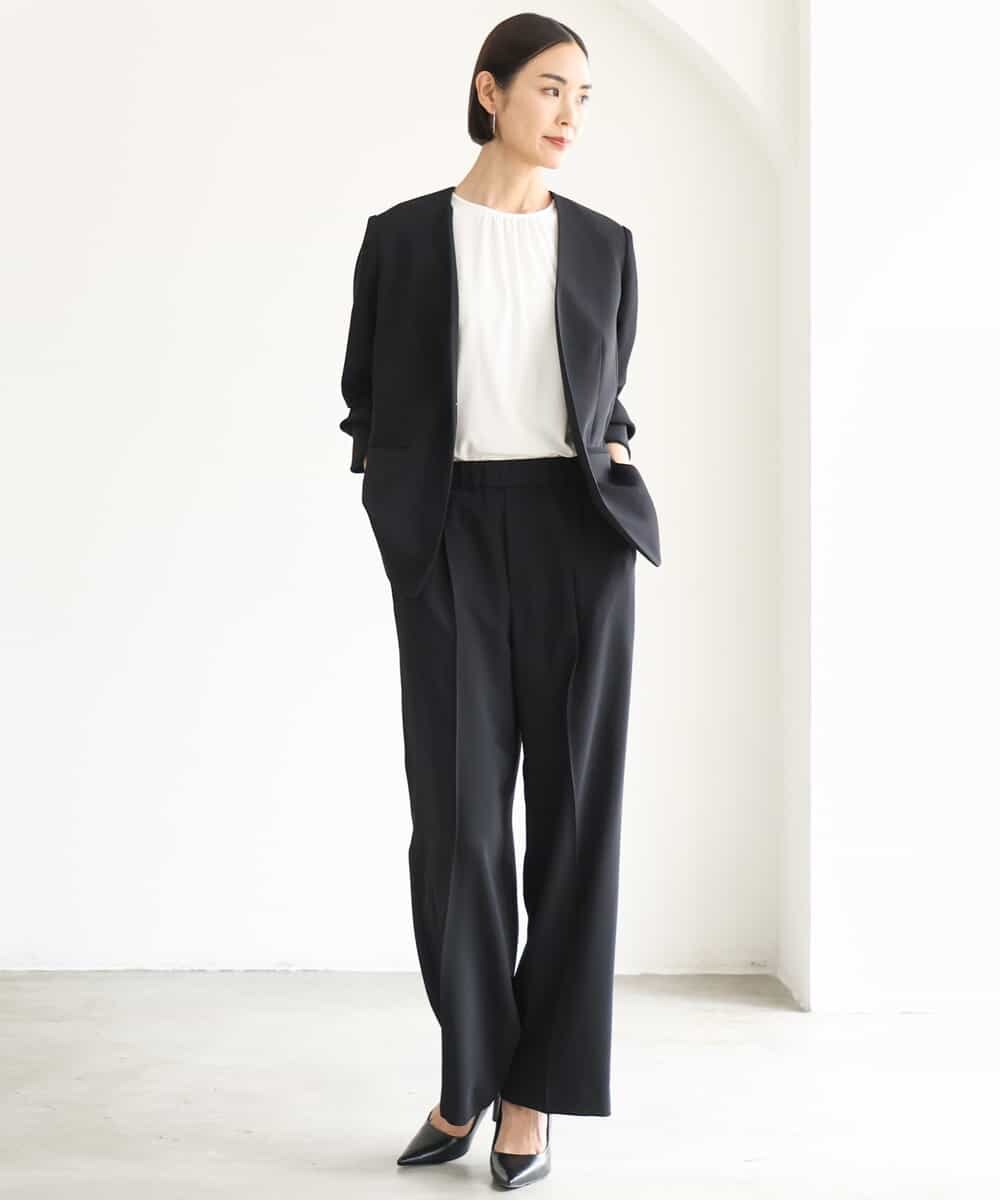 FMLJD03230 MICHEL KLEIN(ミッシェルクラン) [セットアップ対応]センタープレスワイドパンツ ブラック