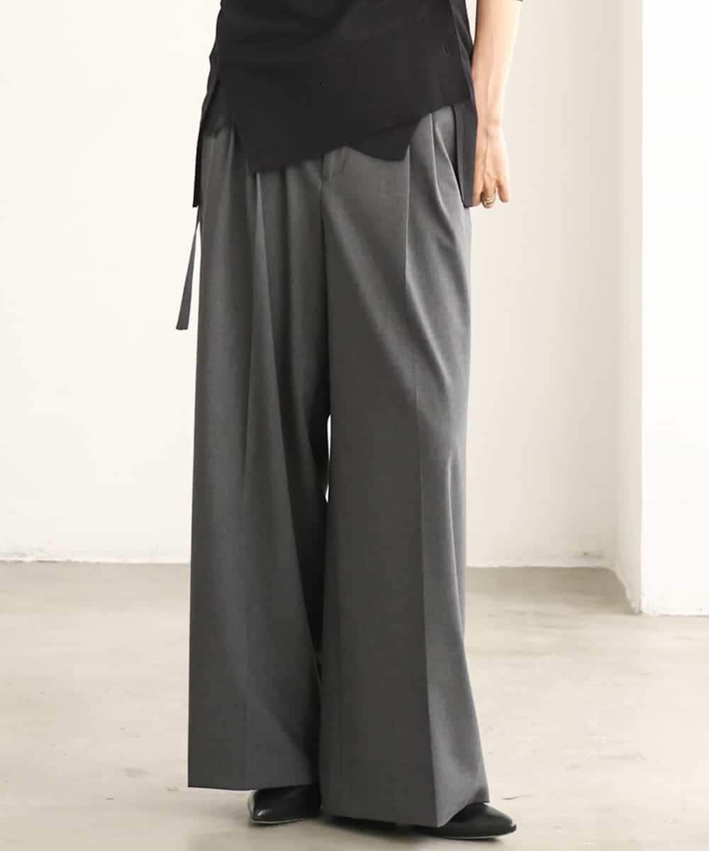 FMLJD04250 MICHEL KLEIN(ミッシェルクラン) ベルトデザインワイドパンツ ダークグレー