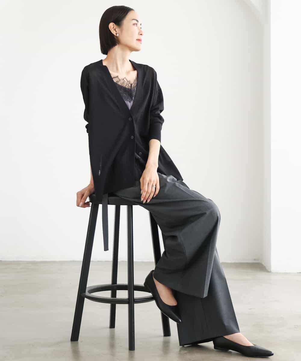 FMLJD04250 MICHEL KLEIN(ミッシェルクラン) ベルトデザインワイドパンツ ダークグレー