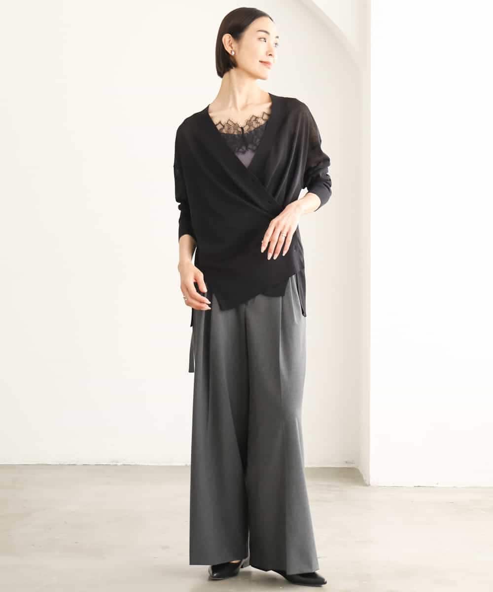 FMLJD04250 MICHEL KLEIN(ミッシェルクラン) ベルトデザインワイドパンツ ダークグレー