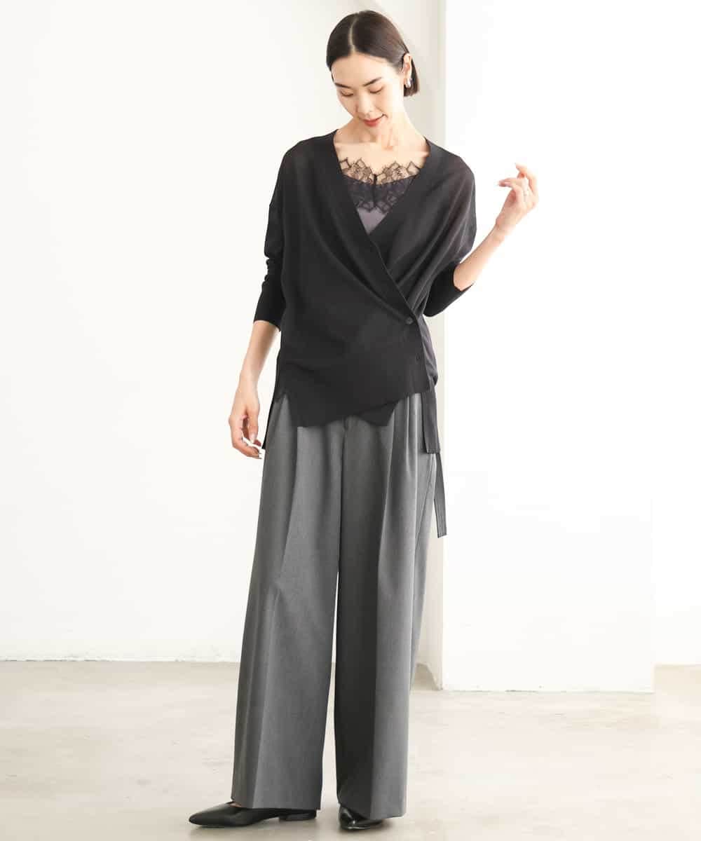 FMLJD04250 MICHEL KLEIN(ミッシェルクラン) ベルトデザインワイドパンツ ダークグレー