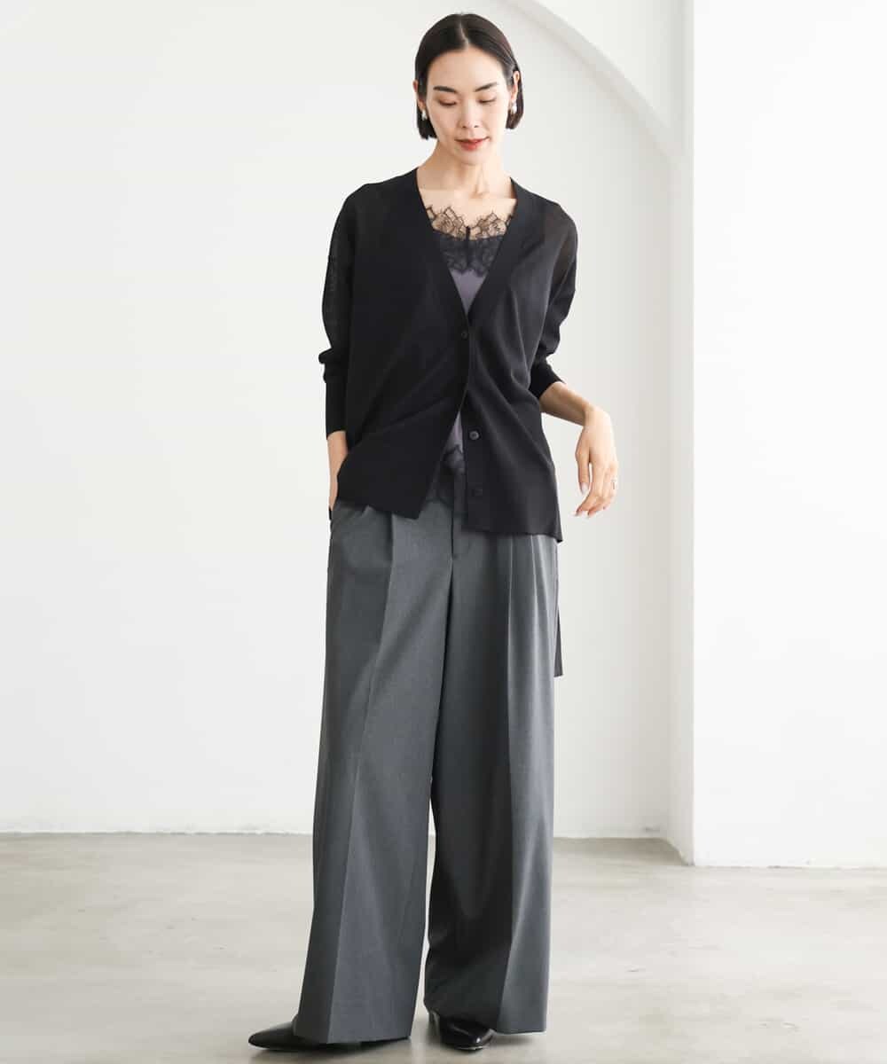 FMLJD04250 MICHEL KLEIN(ミッシェルクラン) ベルトデザインワイドパンツ ダークグレー