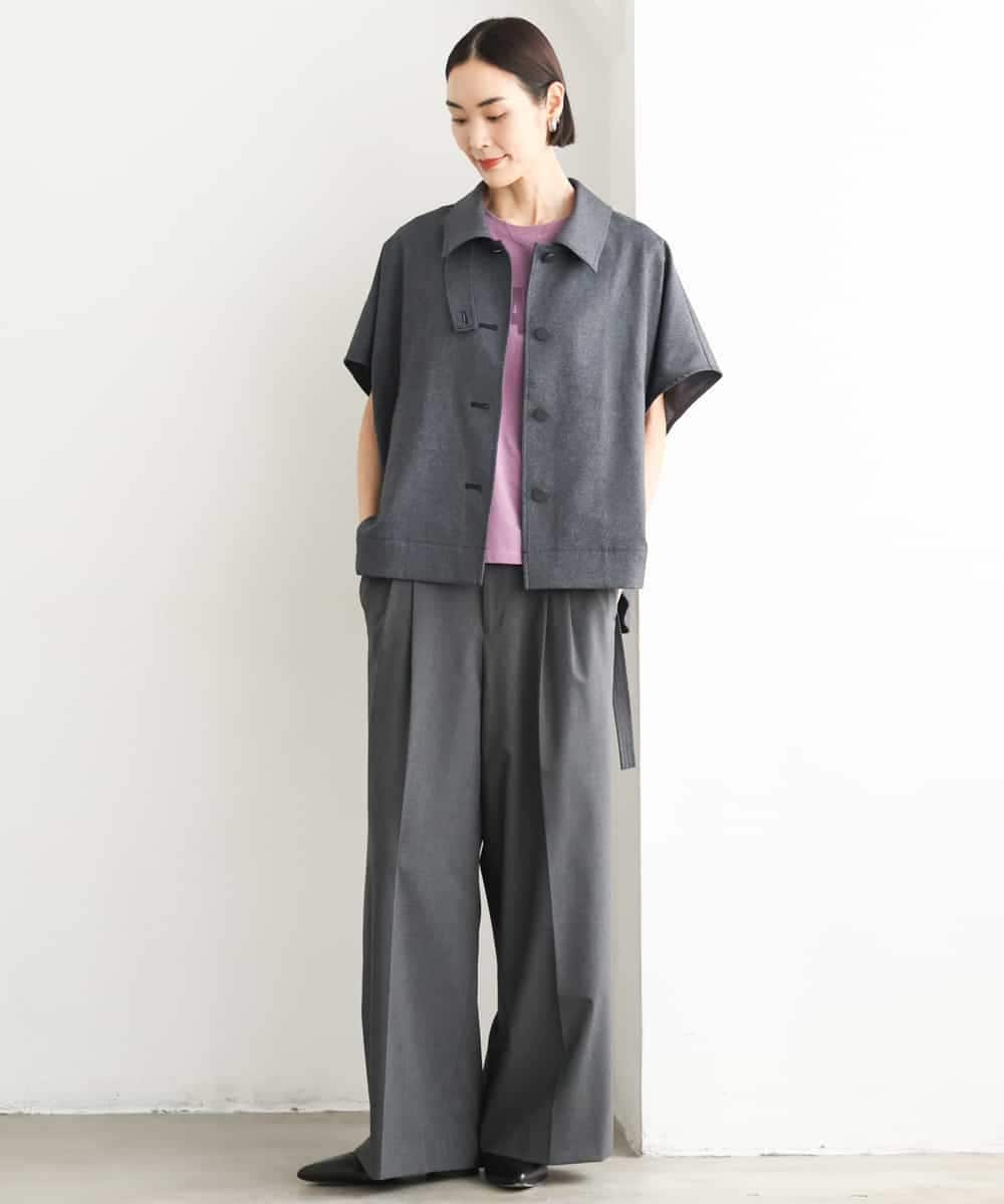 FMLJD04250 MICHEL KLEIN(ミッシェルクラン) ベルトデザインワイドパンツ ダークグレー
