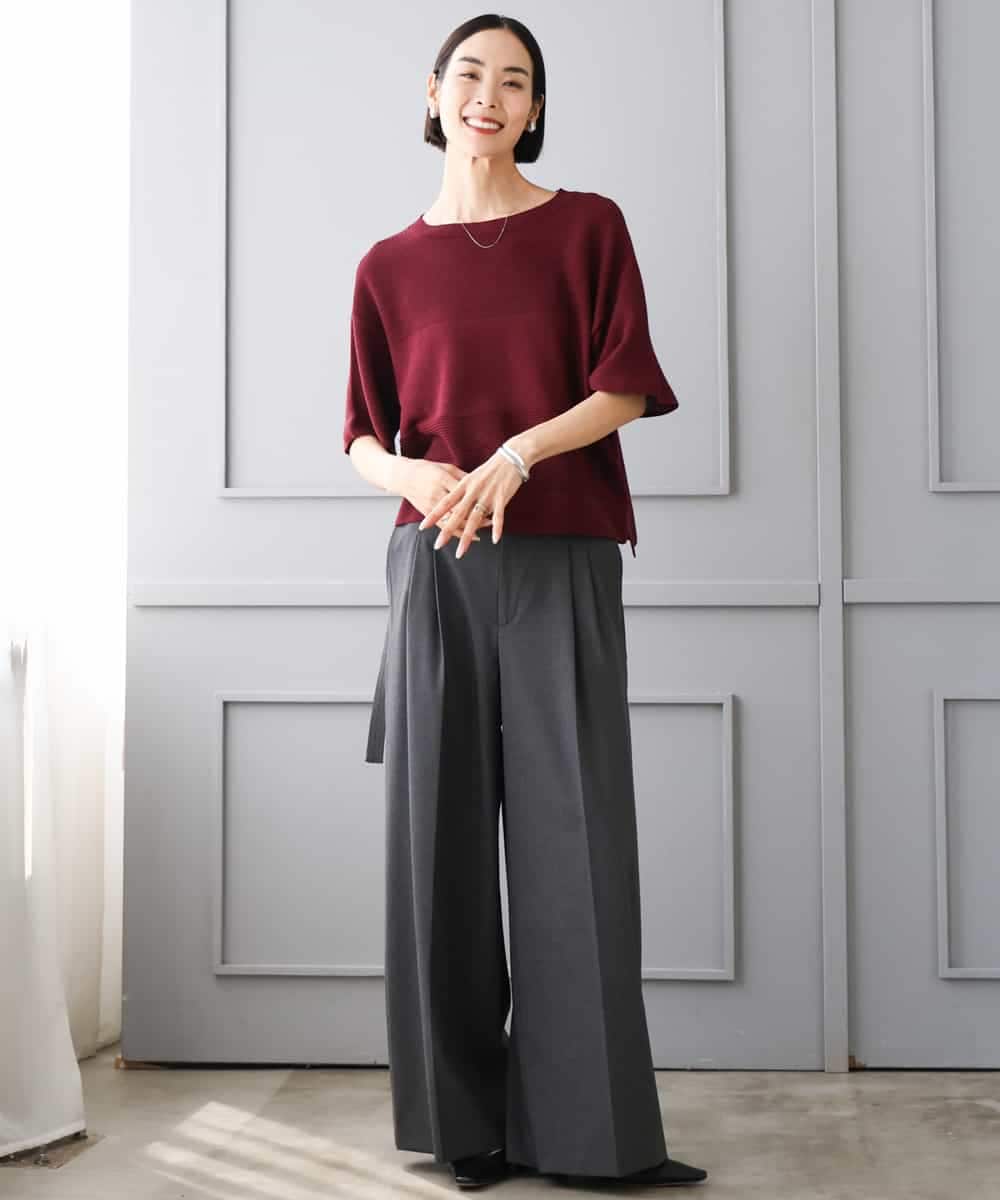 FMLJD04250 MICHEL KLEIN(ミッシェルクラン) ベルトデザインワイドパンツ ダークグレー