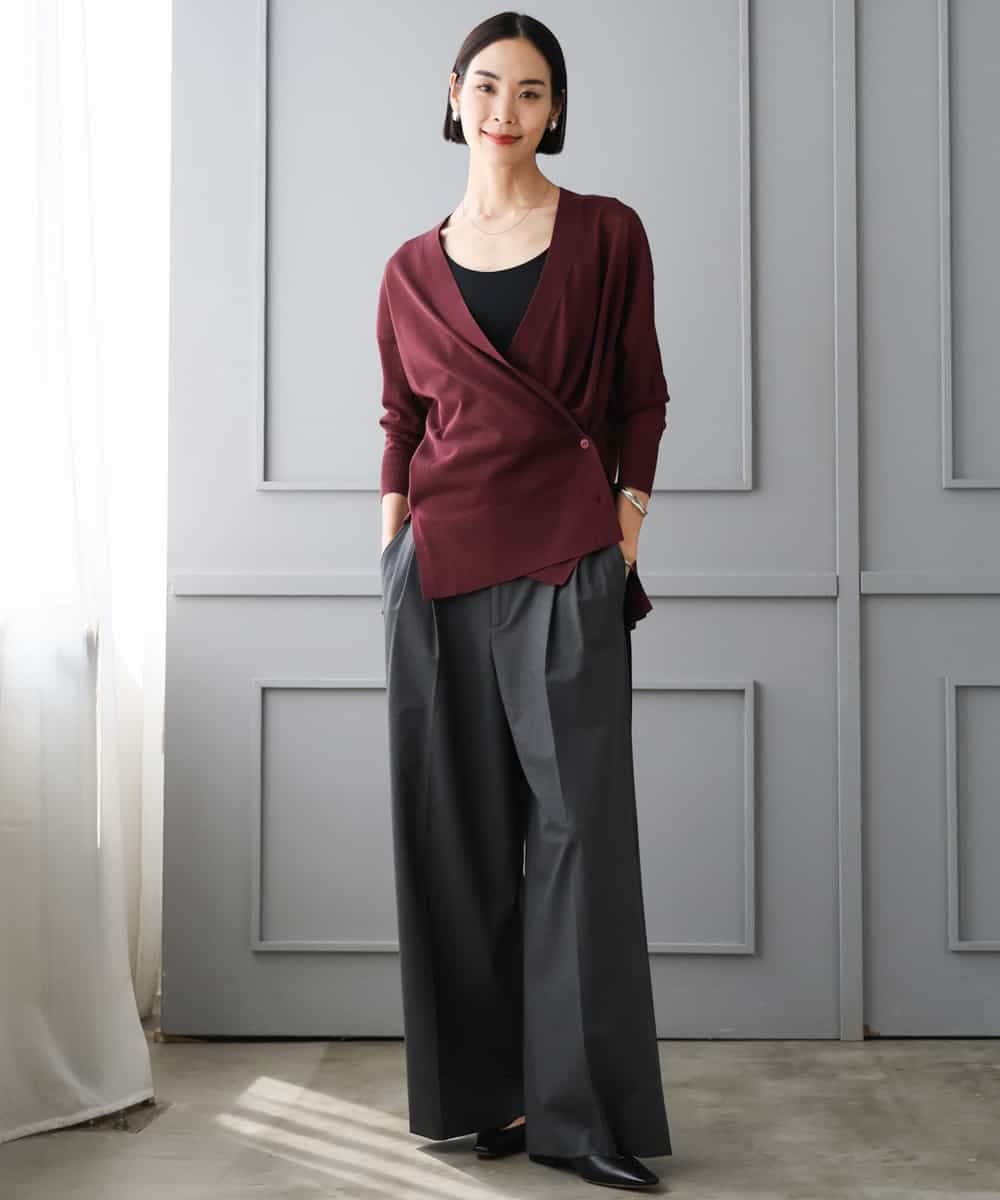 FMLJD04250 MICHEL KLEIN(ミッシェルクラン) ベルトデザインワイドパンツ ダークグレー