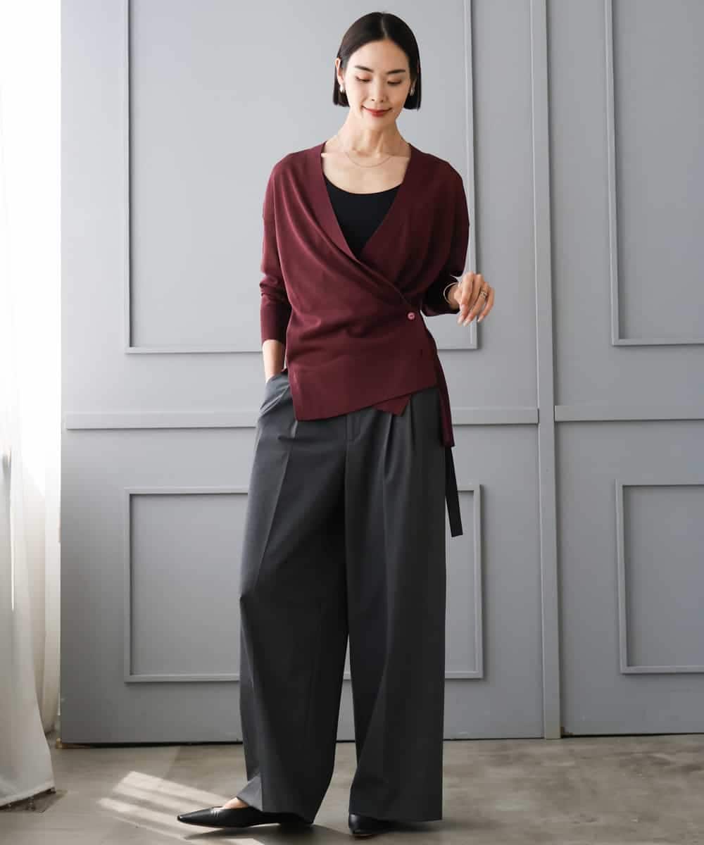 FMLJD04250 MICHEL KLEIN(ミッシェルクラン) ベルトデザインワイドパンツ ダークグレー