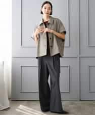 FMLJD04250 MICHEL KLEIN(ミッシェルクラン) ベルトデザインワイドパンツ ダークグレー