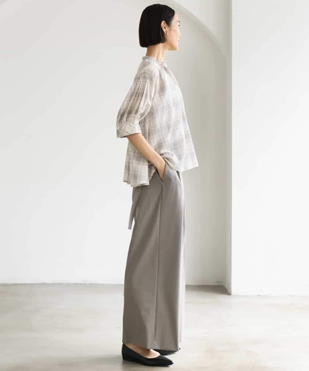 FMLJD04250 MICHEL KLEIN(ミッシェルクラン) ベルトデザインワイドパンツ ダークグレー