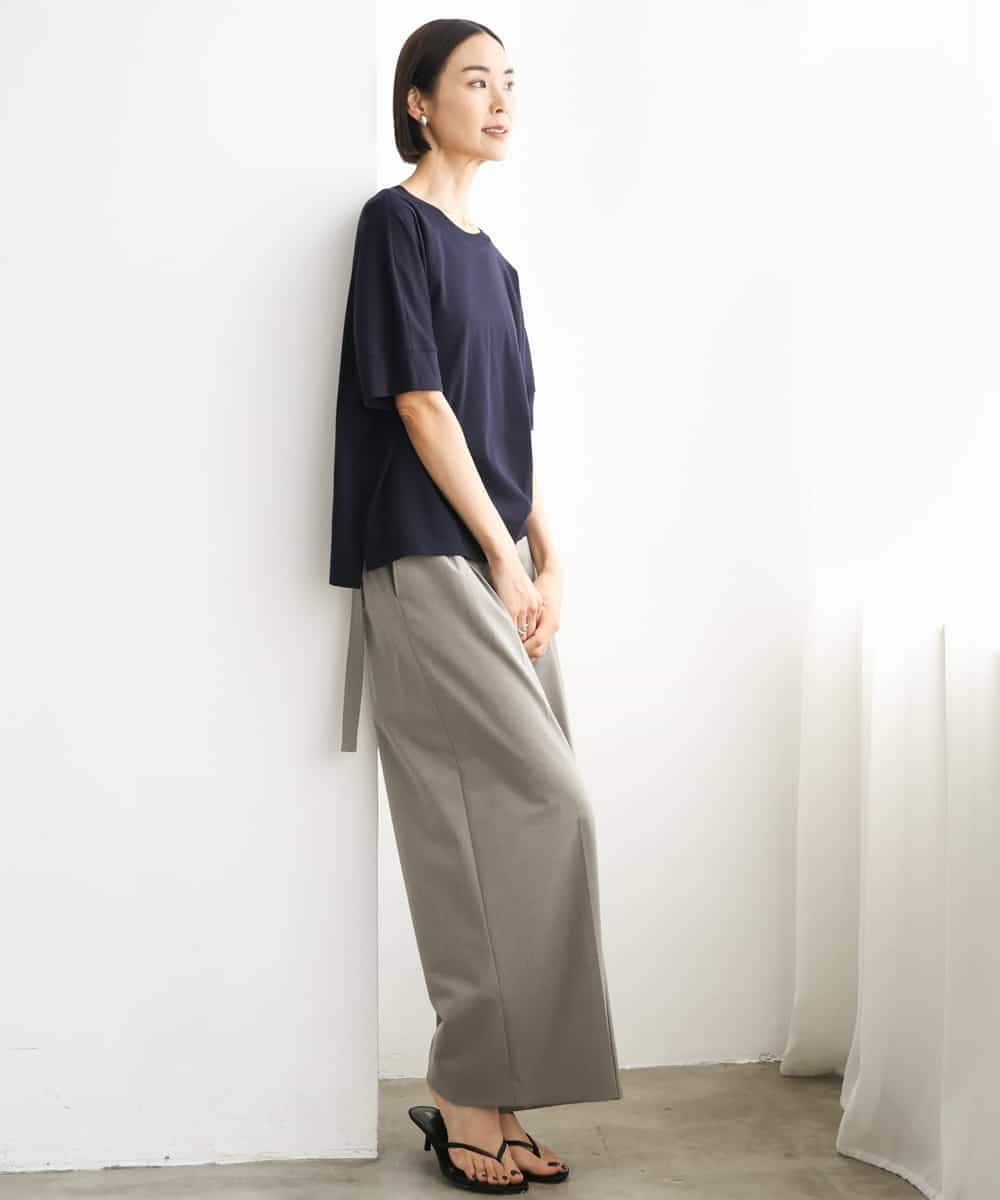 FMLJD04250 MICHEL KLEIN(ミッシェルクラン) ベルトデザインワイドパンツ ダークグレー
