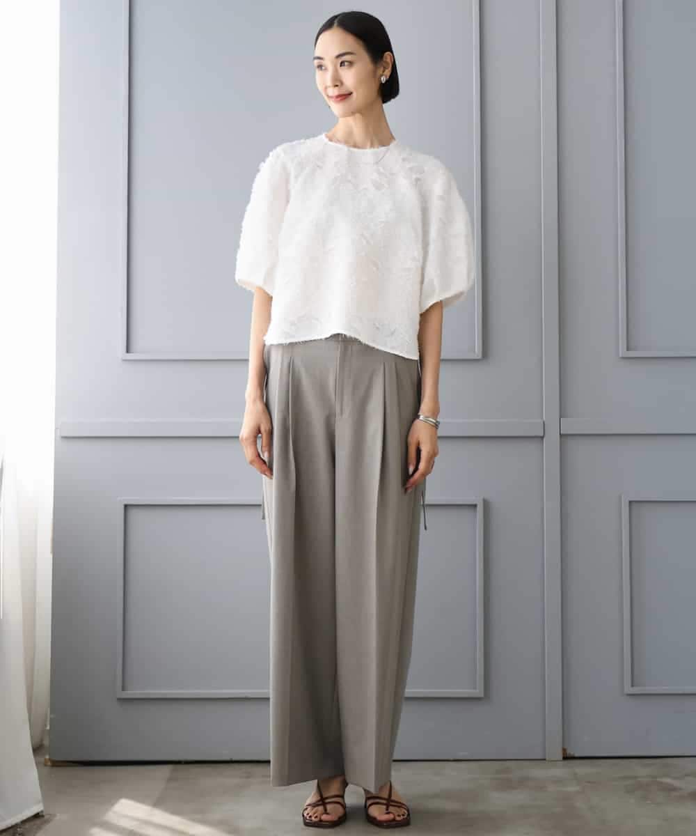 FMLJD04250 MICHEL KLEIN(ミッシェルクラン) ベルトデザインワイドパンツ ダークグレー