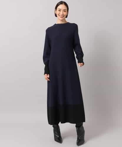 FMPAG50290 MICHEL KLEIN ホールガーメント(R)バイカラーニットワンピース