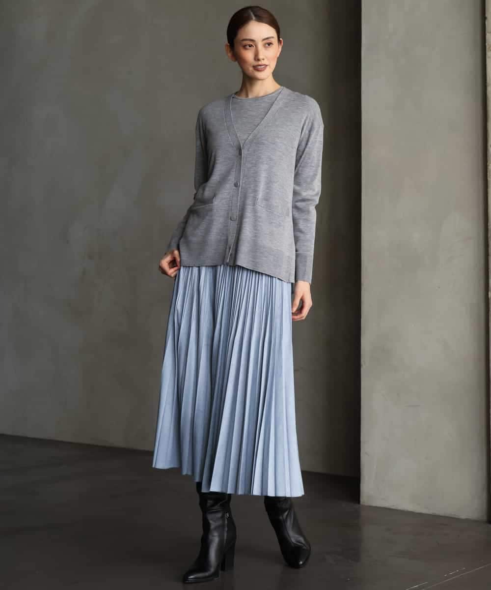 FMSAG55250 MICHEL KLEIN(ミッシェルクラン) [アンサンブル対応]Vネックカーディガン ラベンダー