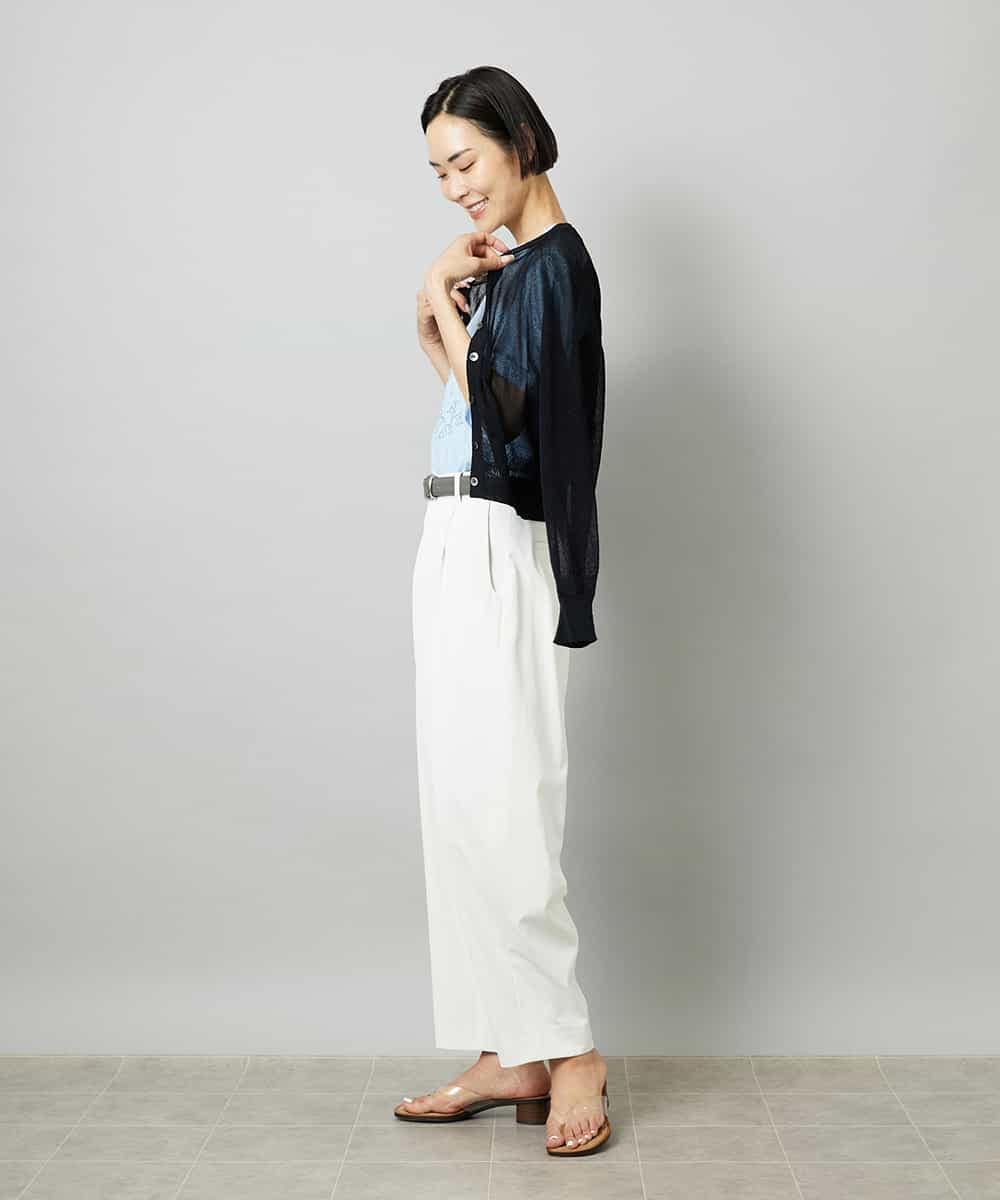 FMSHD01230 MICHEL KLEIN(ミッシェルクラン) ホールガーメント®シアークルーネックカーディガン ブラック