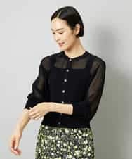 FMSHD01230 MICHEL KLEIN(ミッシェルクラン) ホールガーメント®シアークルーネックカーディガン ブラック