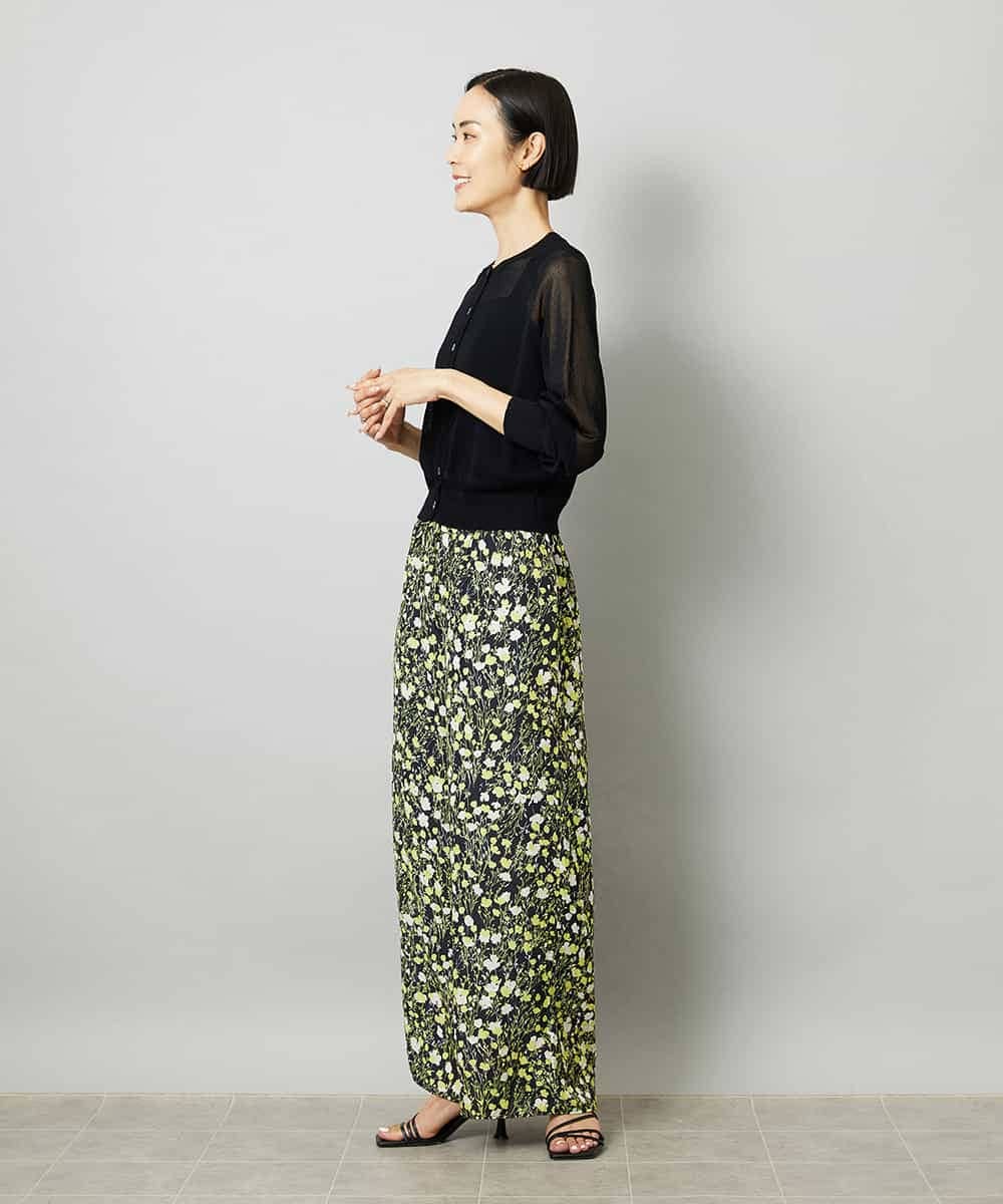 FMSHD01230 MICHEL KLEIN(ミッシェルクラン) ホールガーメント®シアークルーネックカーディガン ブラック