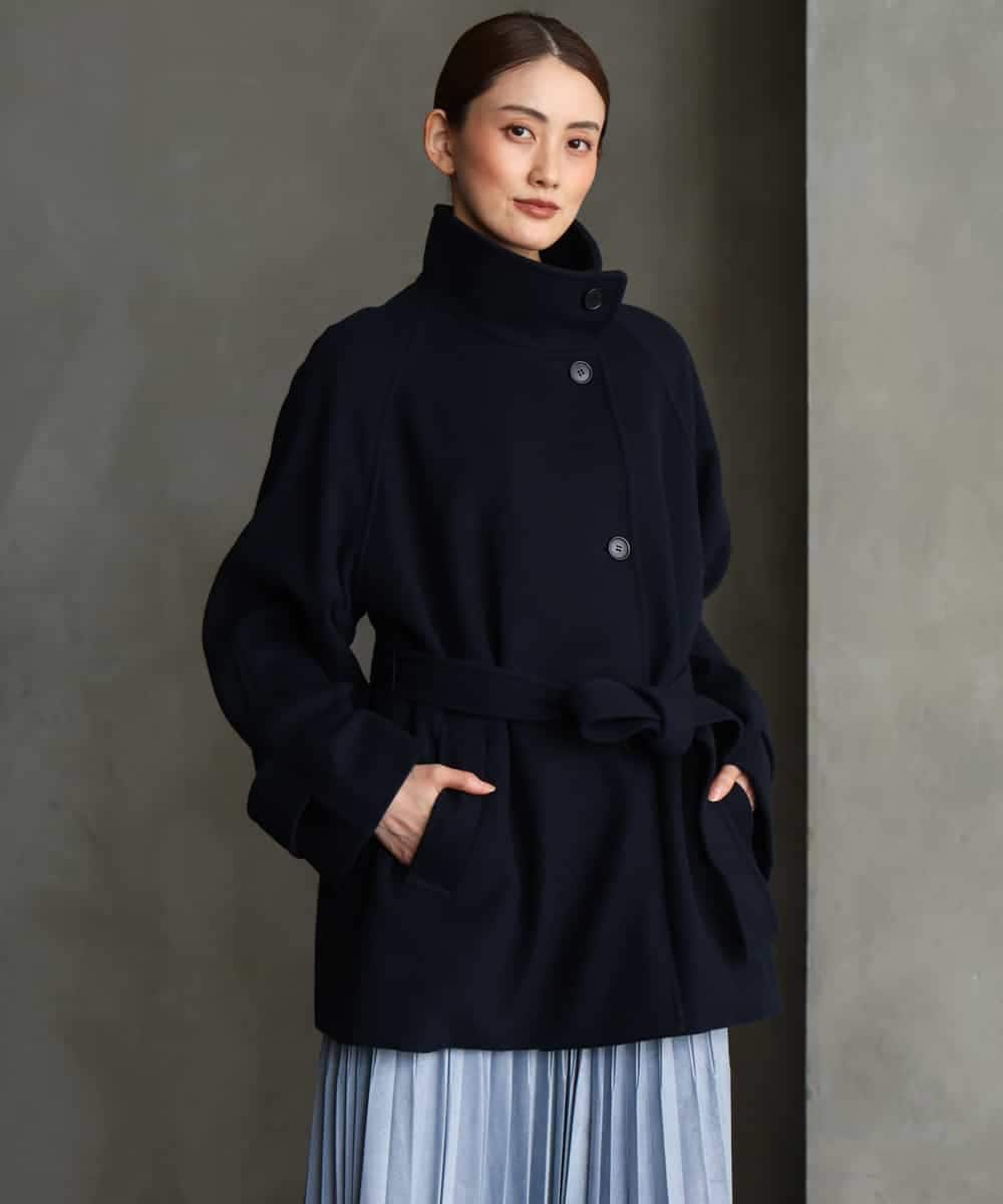 FMUAG54630 MICHEL KLEIN(ミッシェルクラン) スタンドカラーミドルコート カーキ