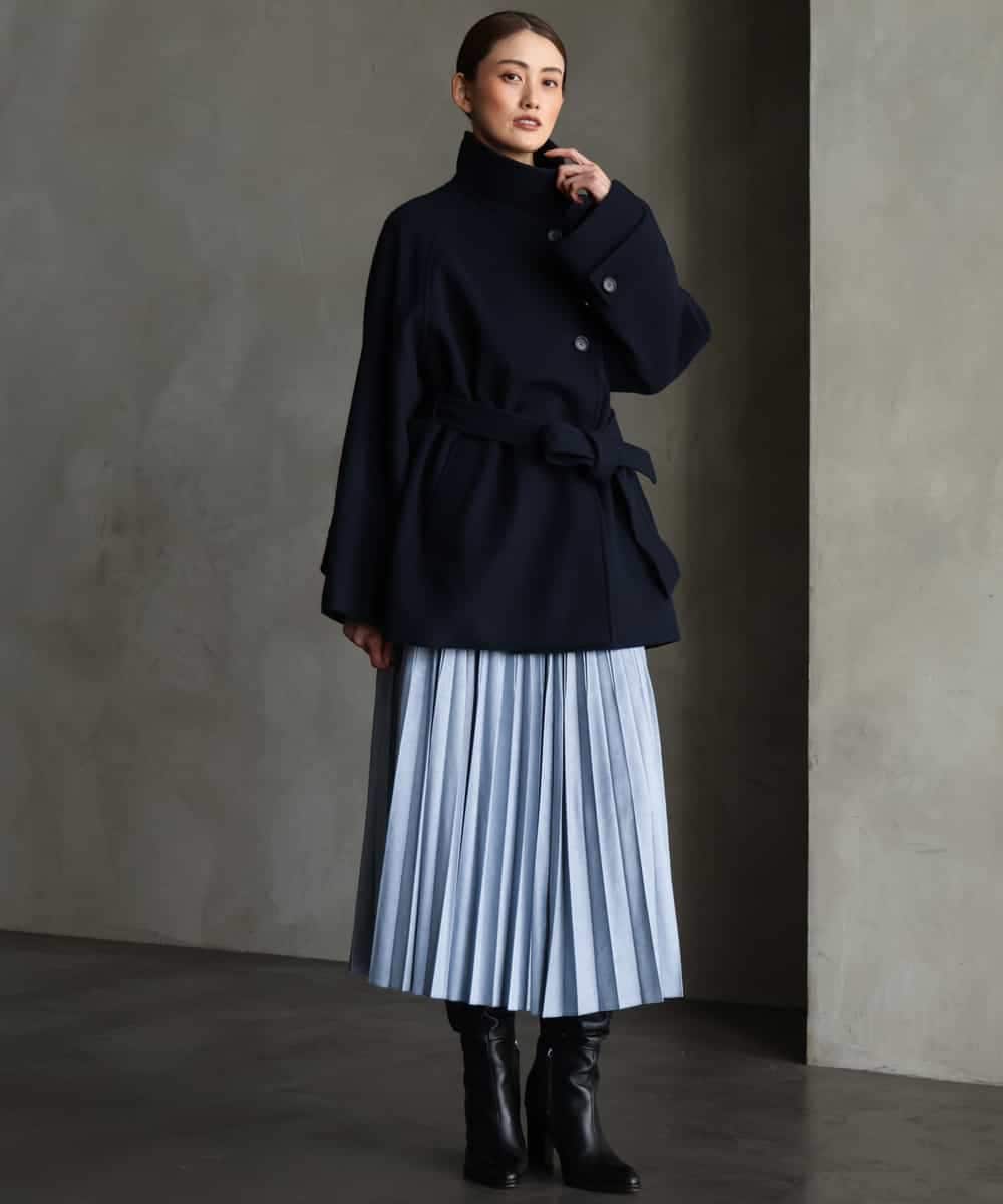 FMUAG54630 MICHEL KLEIN(ミッシェルクラン) スタンドカラーミドルコート カーキ
