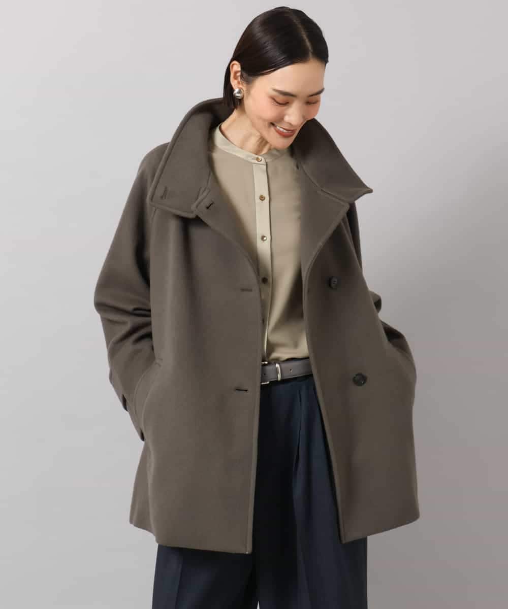 FMUAG54630 MICHEL KLEIN(ミッシェルクラン) スタンドカラーミドルコート カーキ