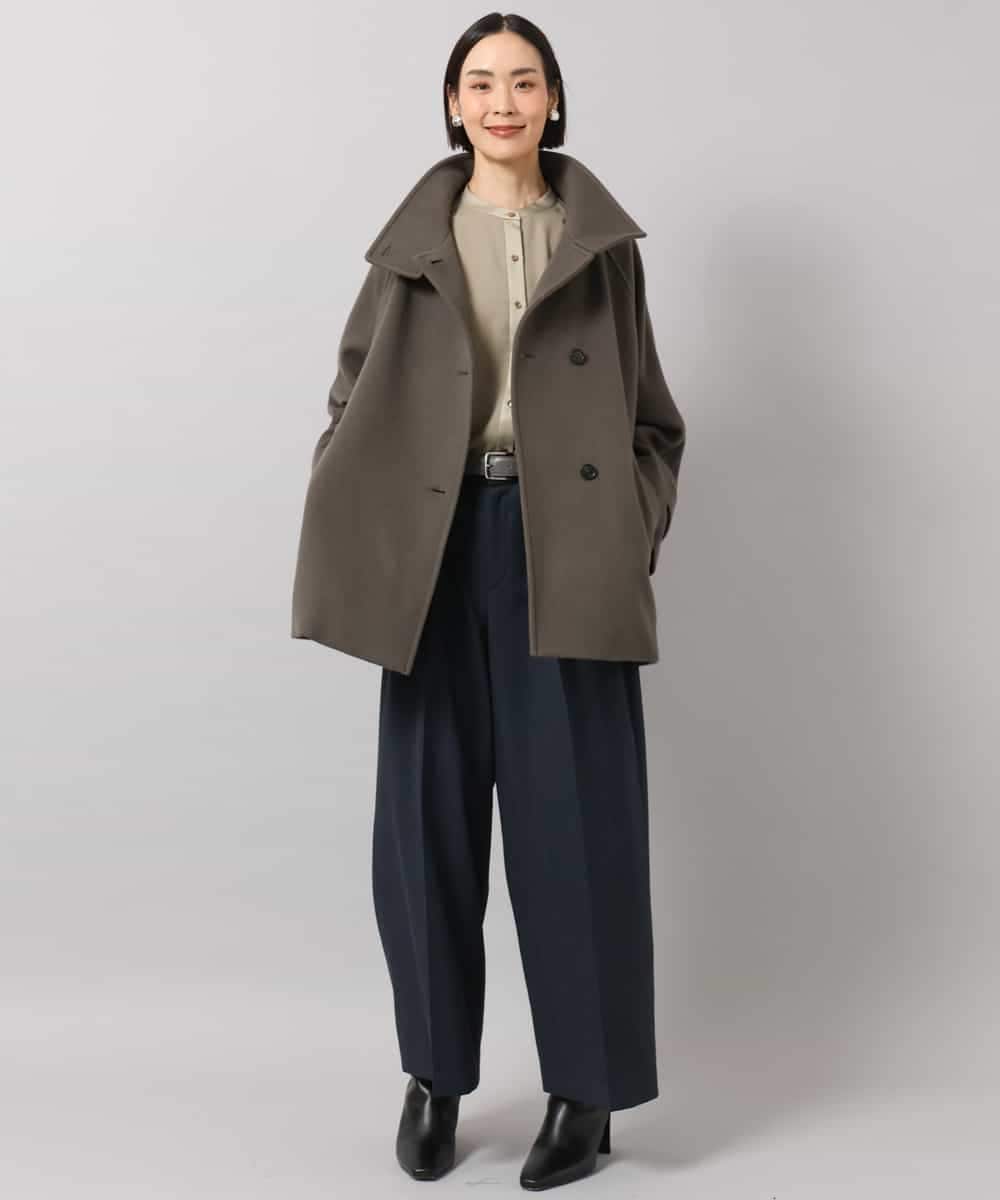 FMUAG54630 MICHEL KLEIN(ミッシェルクラン) スタンドカラーミドルコート カーキ