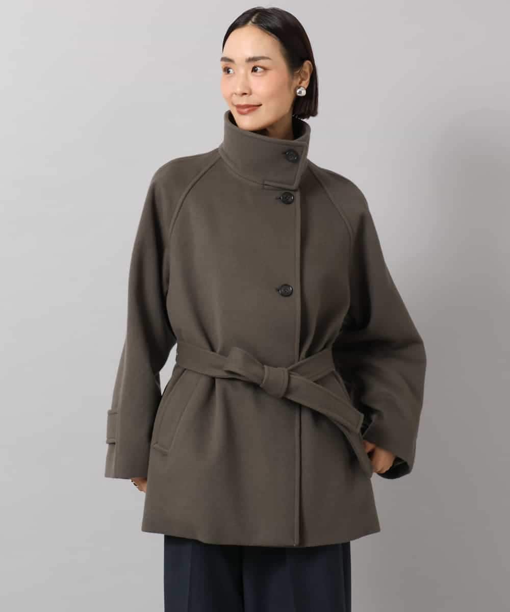 FMUAG54630 MICHEL KLEIN(ミッシェルクラン) スタンドカラーミドルコート カーキ