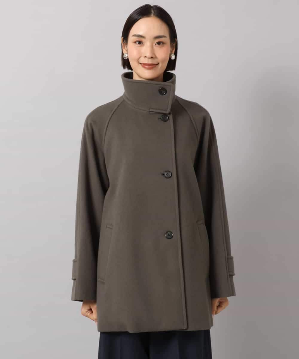 FMUAG54630 MICHEL KLEIN(ミッシェルクラン) スタンドカラーミドルコート カーキ