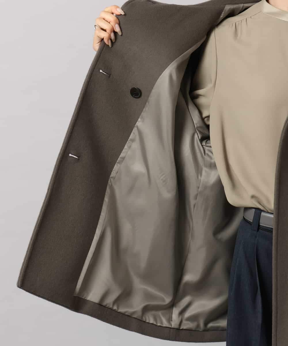 FMUAG54630 MICHEL KLEIN(ミッシェルクラン) スタンドカラーミドルコート カーキ