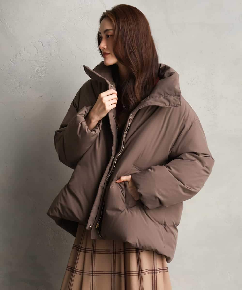 FMVBG50570 MICHEL KLEIN(ミッシェルクラン) ノーステッチスタンドカラーダウンジャケット ブラウン