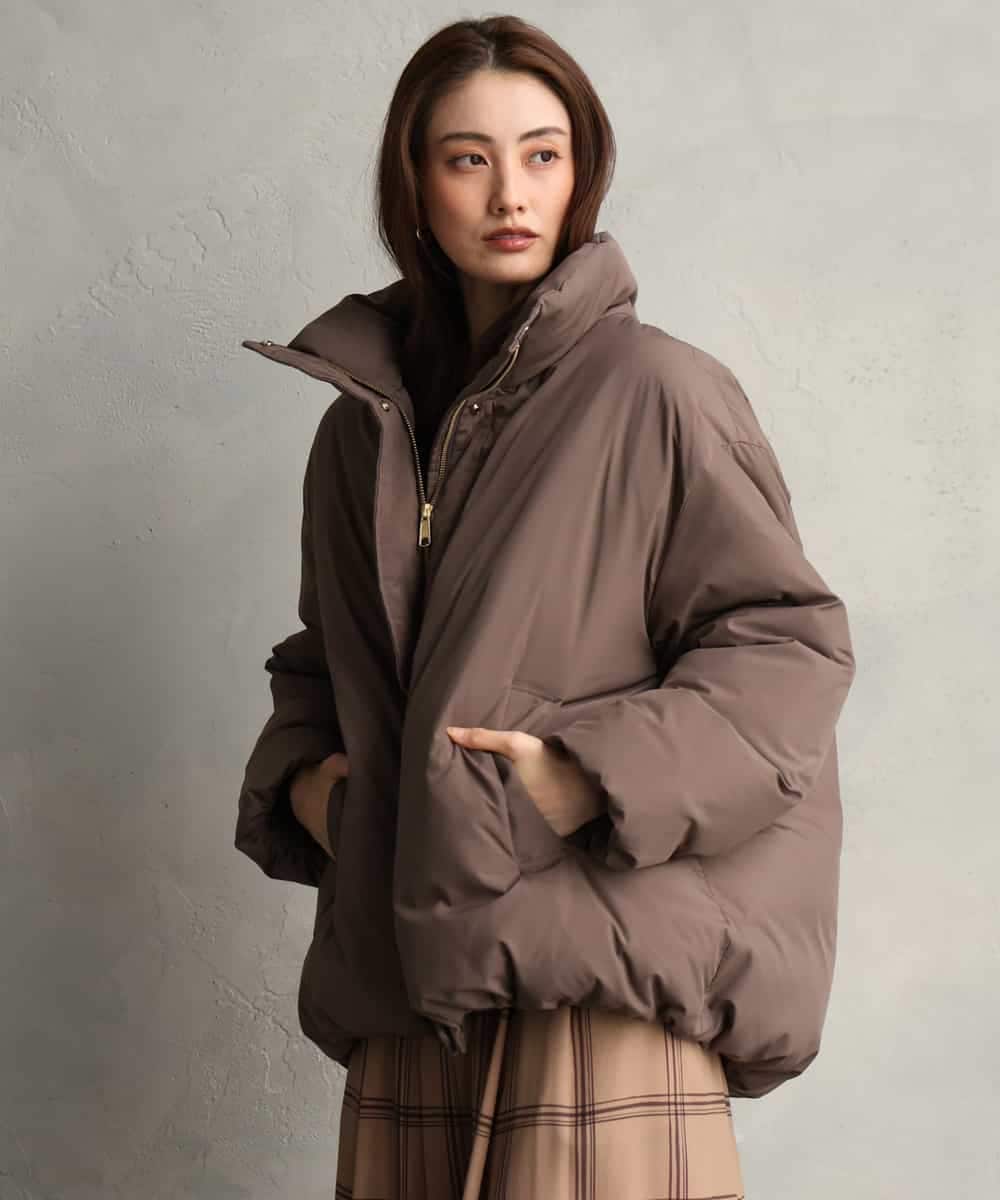 FMVBG50570 MICHEL KLEIN(ミッシェルクラン) ノーステッチスタンドカラーダウンジャケット ブラウン