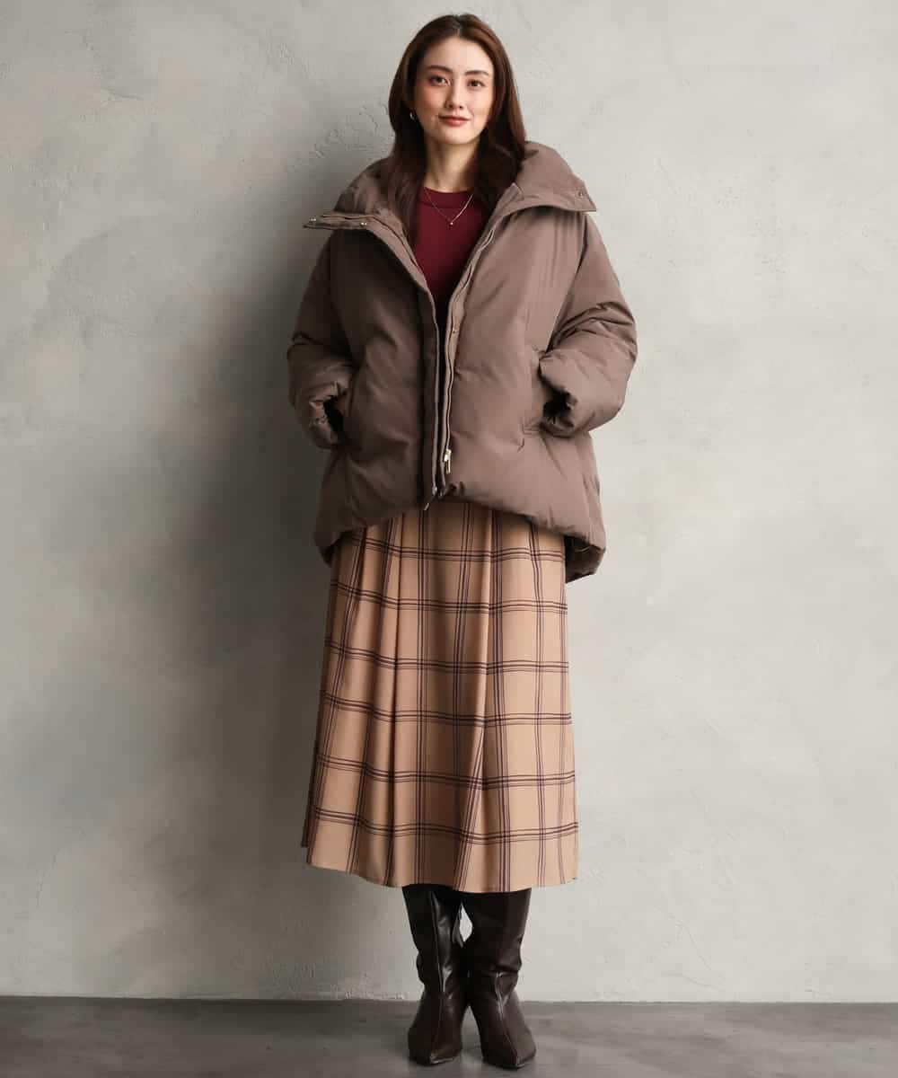 FMVBG50570 MICHEL KLEIN(ミッシェルクラン) ノーステッチスタンドカラーダウンジャケット ブラウン