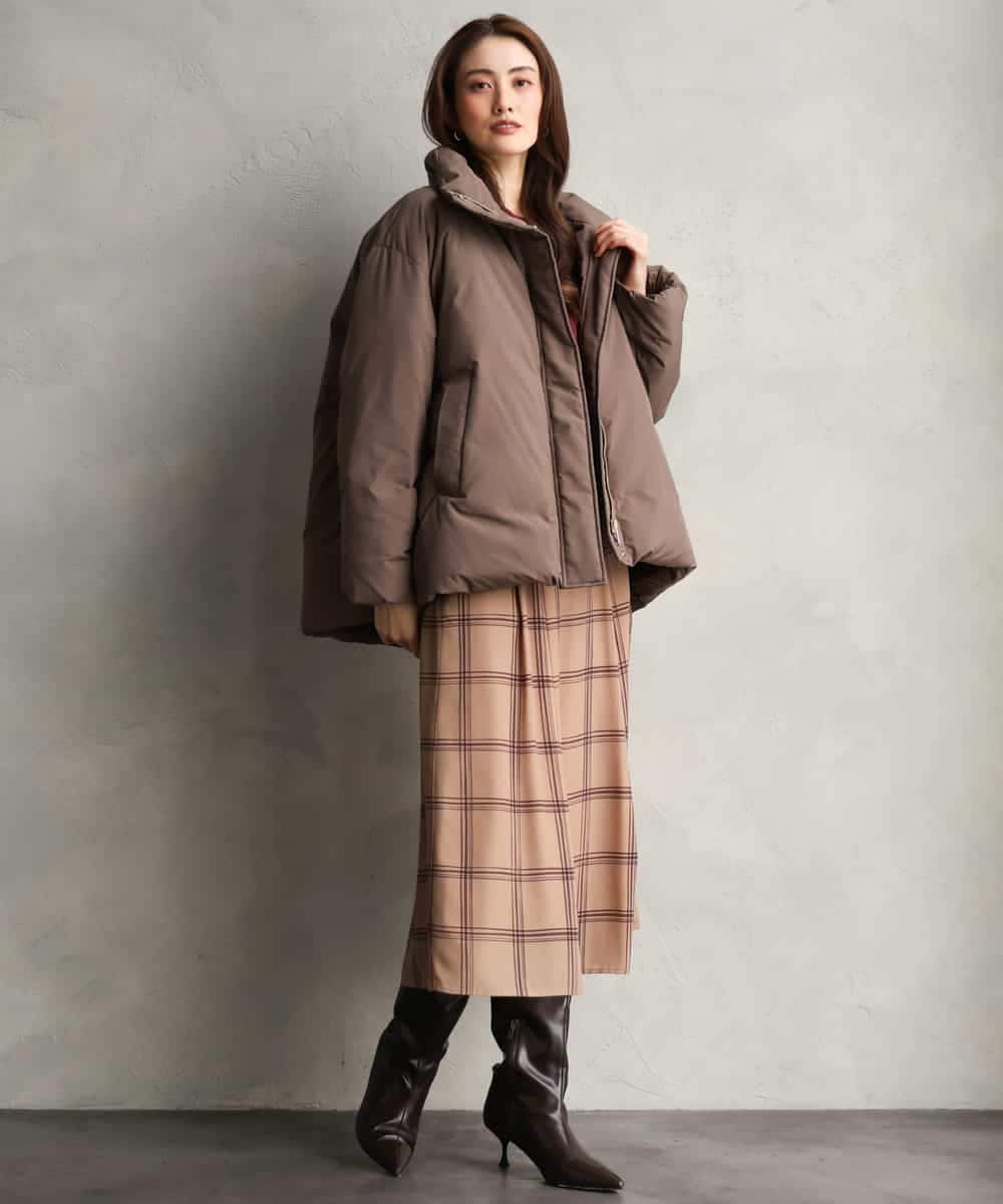 FMVBG50570 MICHEL KLEIN(ミッシェルクラン) ノーステッチスタンドカラーダウンジャケット ブラウン