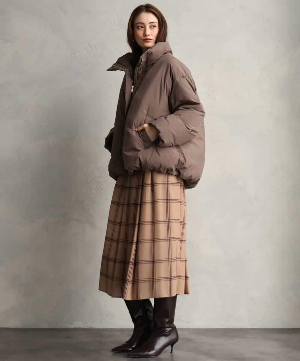FMVBG50570 MICHEL KLEIN(ミッシェルクラン) ノーステッチスタンドカラーダウンジャケット ブラウン