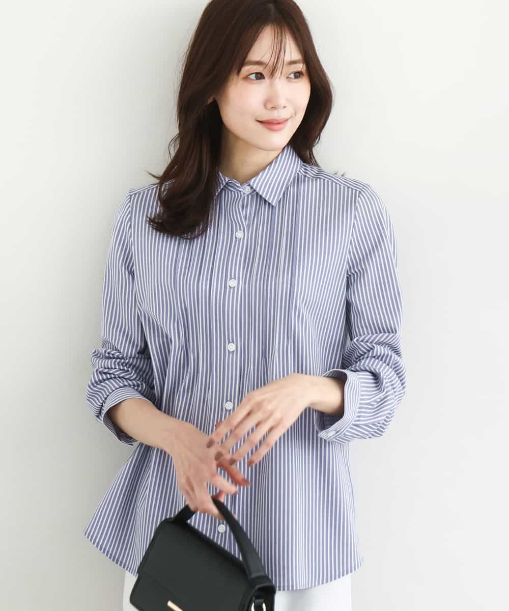 FOBFD02110 MK MICHEL KLEIN(MK ミッシェルクラン) [洗える]ストレッチジャージシャツ ブルー