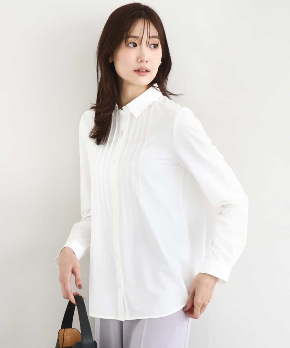 FOBFD02110 MK MICHEL KLEIN(MK ミッシェルクラン) [洗える]ストレッチジャージシャツ ホワイト