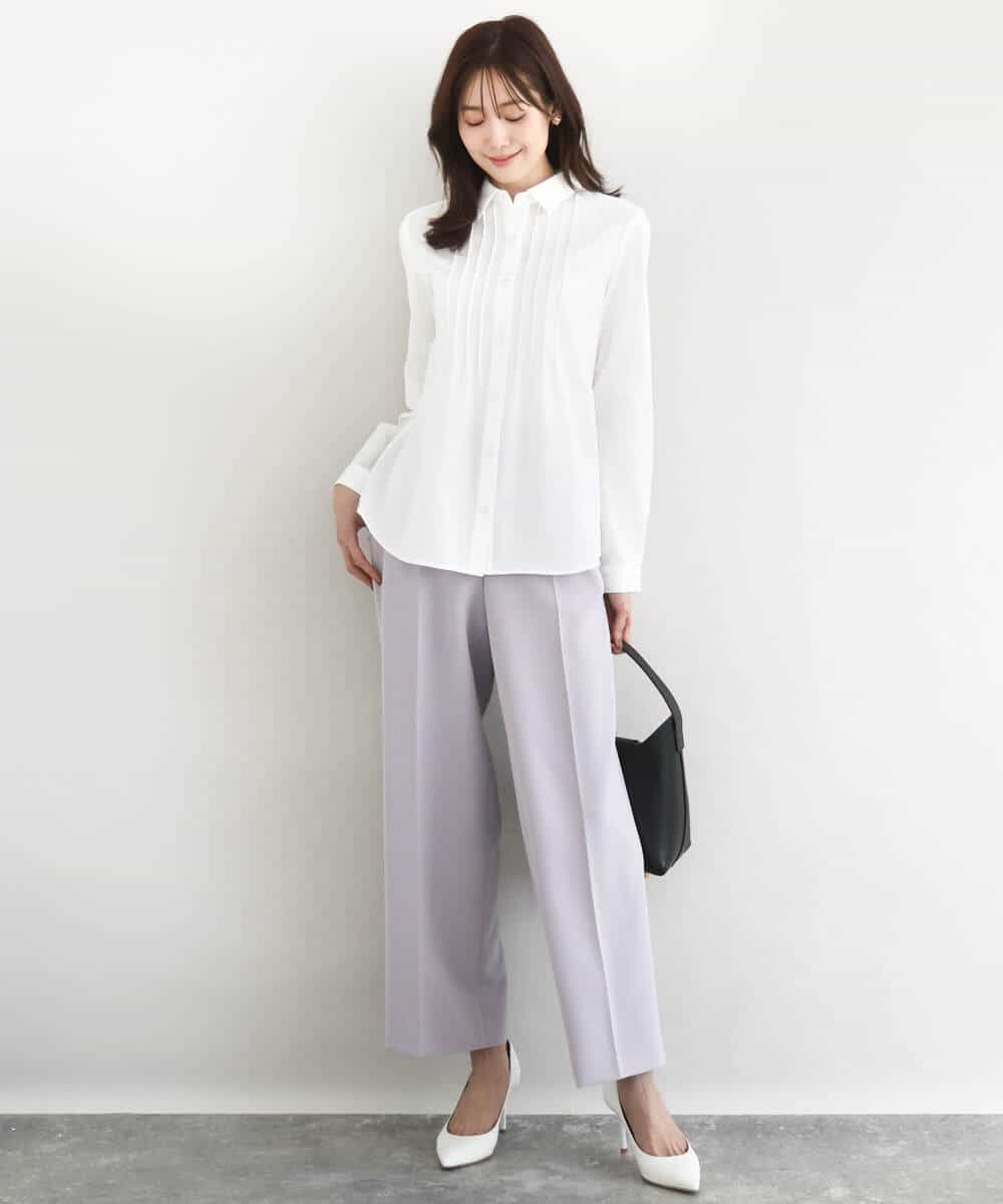 FOBFD02110 MK MICHEL KLEIN(MK ミッシェルクラン) [洗える]ストレッチジャージシャツ ライトグレー