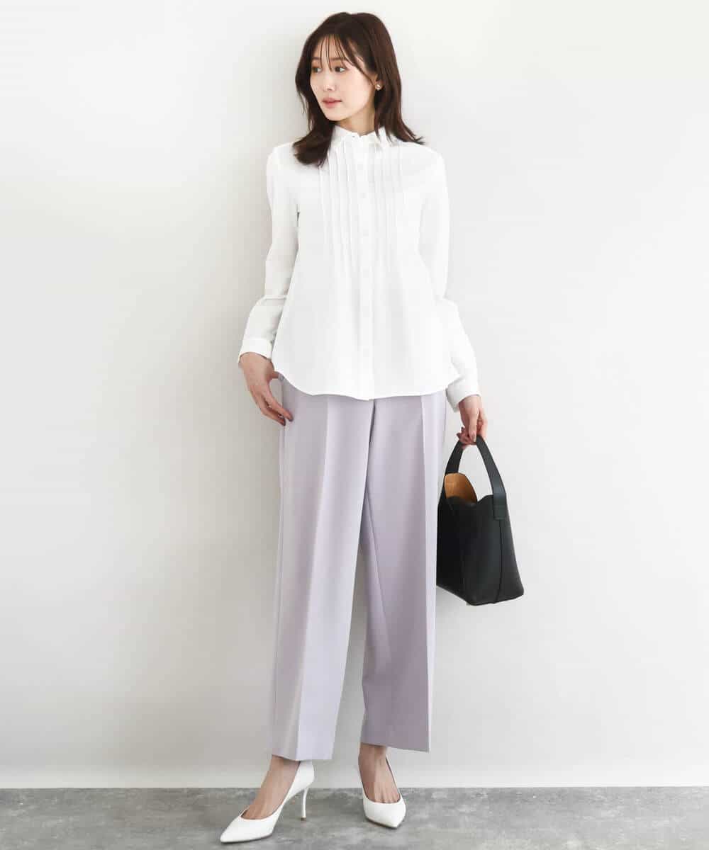 FOBFD02110 MK MICHEL KLEIN(MK ミッシェルクラン) [洗える]ストレッチジャージシャツ ライトグレー
