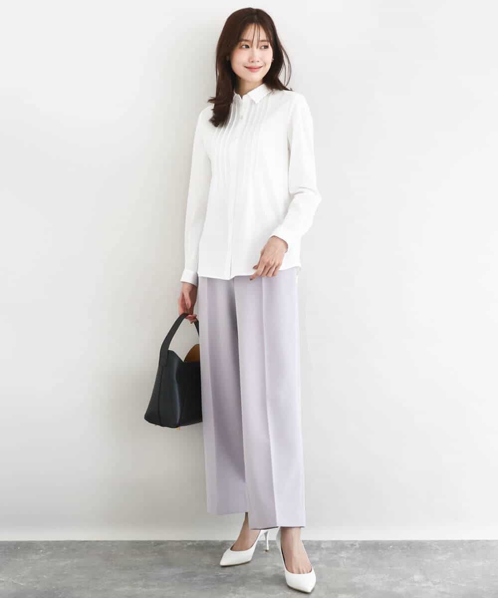 FOBFD02110 MK MICHEL KLEIN(MK ミッシェルクラン) [洗える]ストレッチジャージシャツ ライトグレー