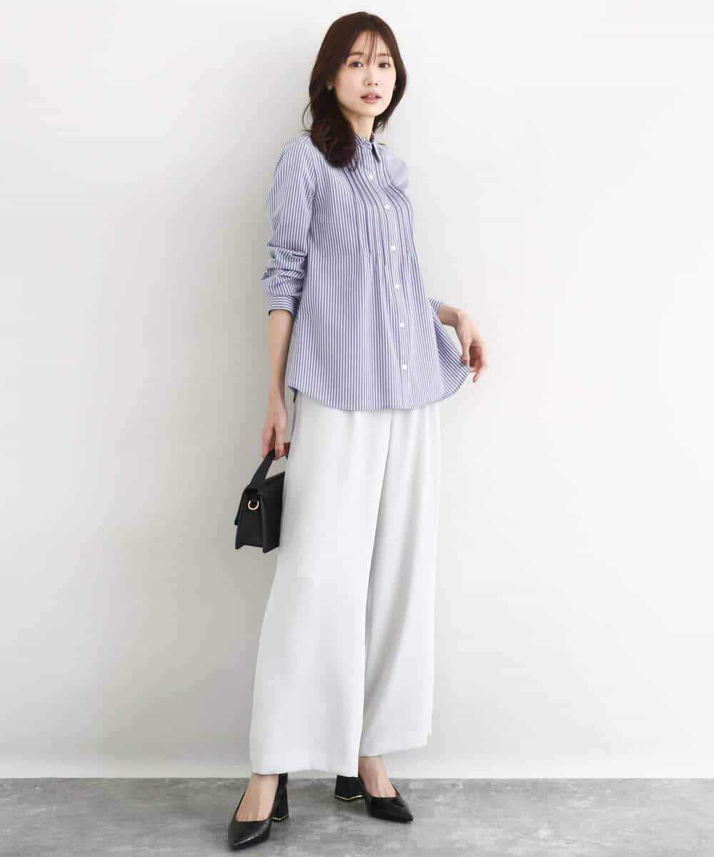 FOBFD02110 MK MICHEL KLEIN(MK ミッシェルクラン) [洗える]ストレッチジャージシャツ ライトグレー