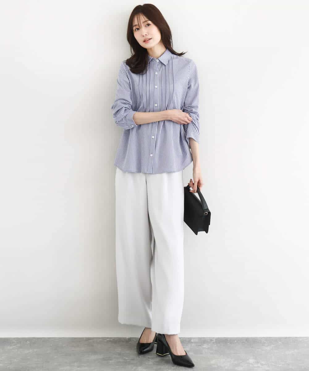 FOBFD02110 MK MICHEL KLEIN(MK ミッシェルクラン) [洗える]ストレッチジャージシャツ ライトグレー