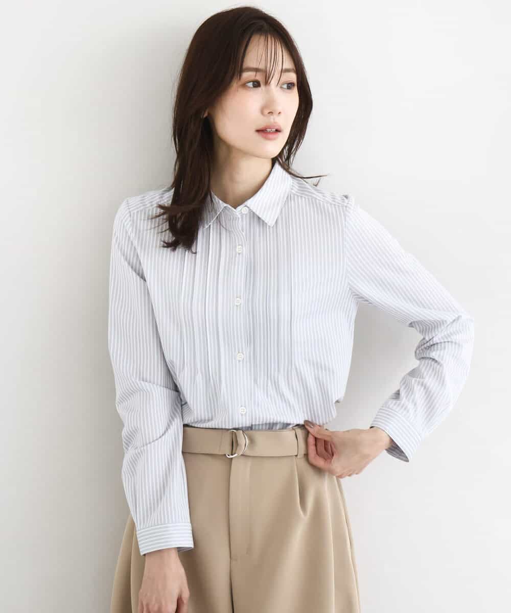 FOBFD02110 MK MICHEL KLEIN(MK ミッシェルクラン) [洗える]ストレッチジャージシャツ ライトグレー