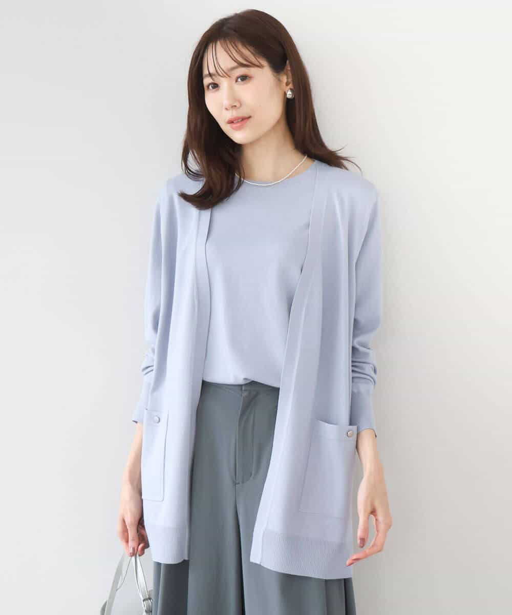 FOFGD30170 MK MICHEL KLEIN(MK ミッシェルクラン) [洗える]カラーニットアンサンブル ライトブルー