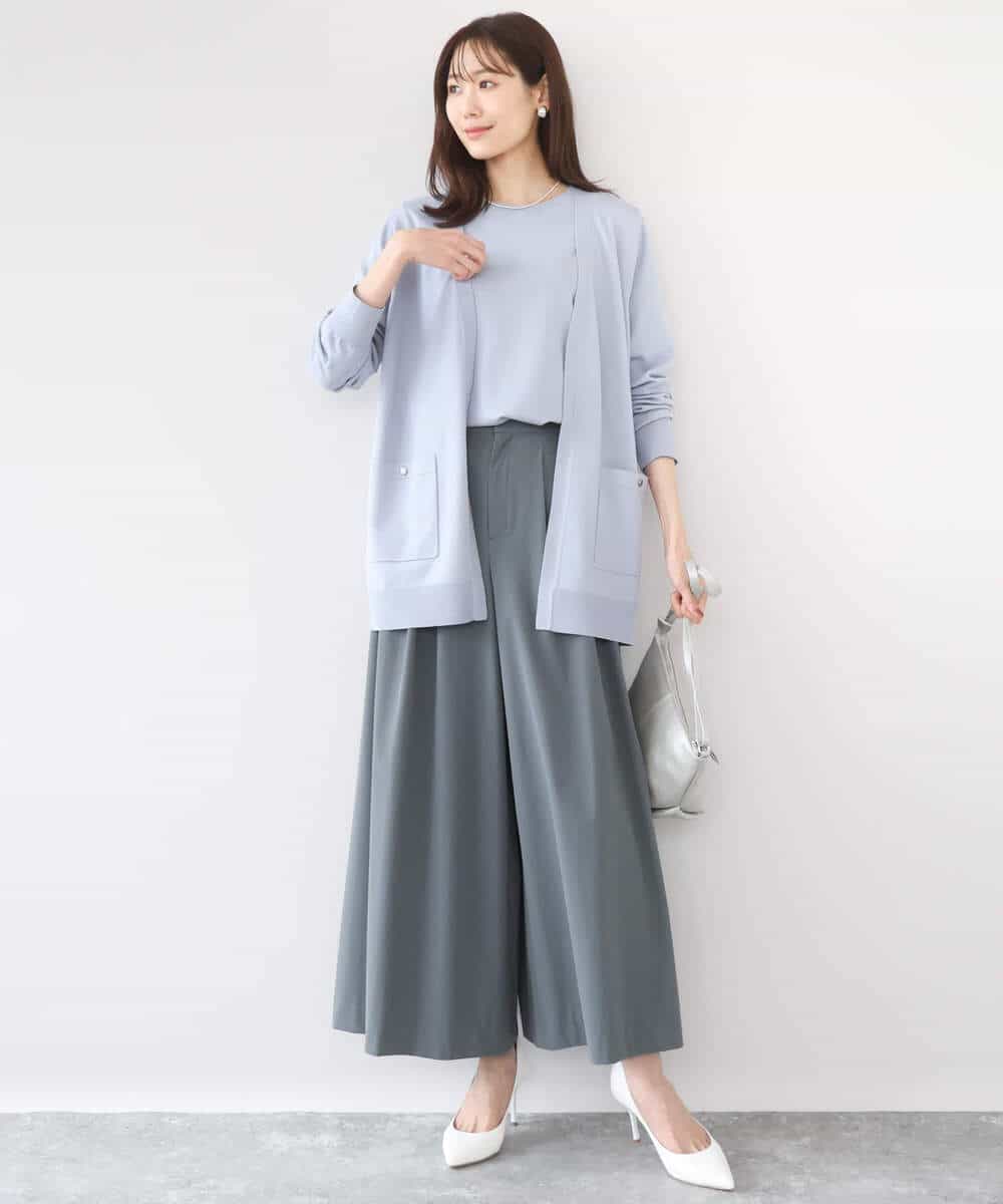 FOFGD30170 MK MICHEL KLEIN(MK ミッシェルクラン) [洗える]カラーニットアンサンブル ライトブルー