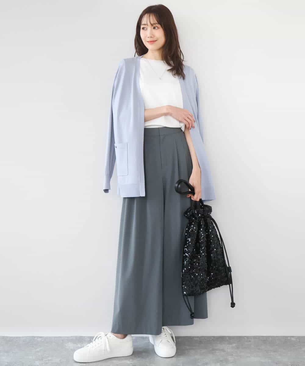 FOFGD30170 MK MICHEL KLEIN(MK ミッシェルクラン) [洗える]カラーニットアンサンブル ライトブルー